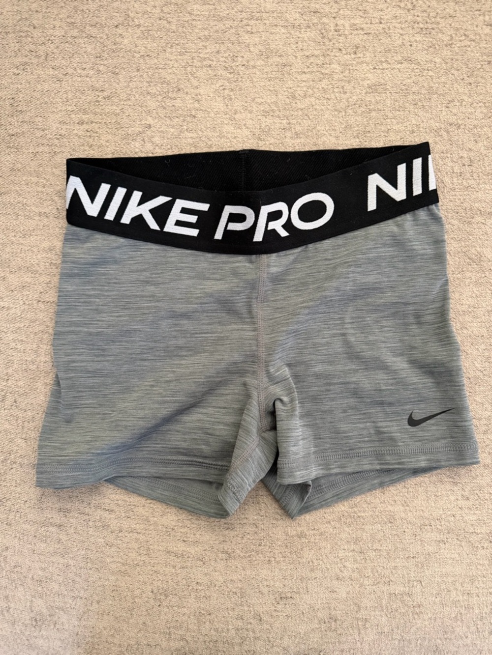 Nike Heather Gray Compression Shorts with Black NIKE PRO Waistband
